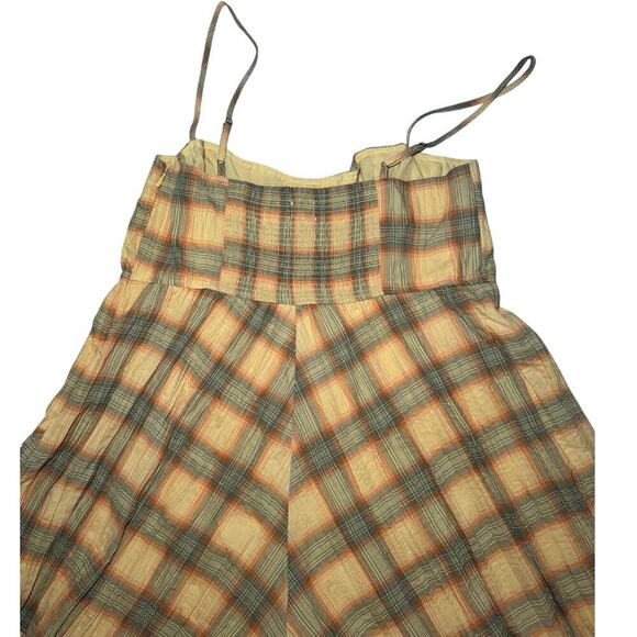 NWT Urban Outfitters Plaid Crinkle Cotton Romper In Yellow & Green Size Large - Picture 8 of 12